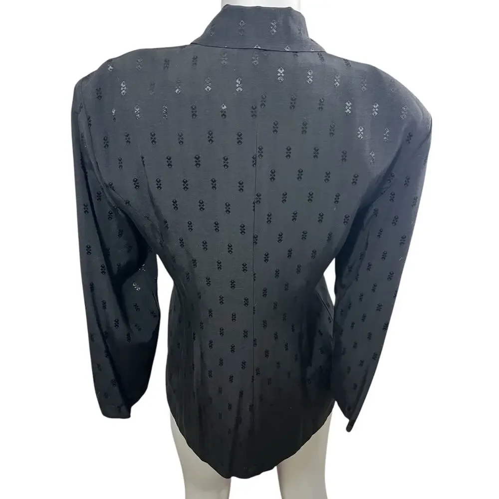 Vtg Betsy’s Things Double Breasted Blazer Black Jacket Women's 7/8 90s Vamp